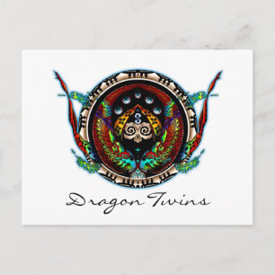 Drache Zwillinge Postkarte