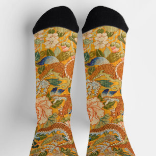 DRACHEN AMONG PFINGSTROSEN,BLUMEN,GRÜNE BLÄTTER Fl Socken