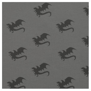 Drachen DND Silhouetten Grau Stoff