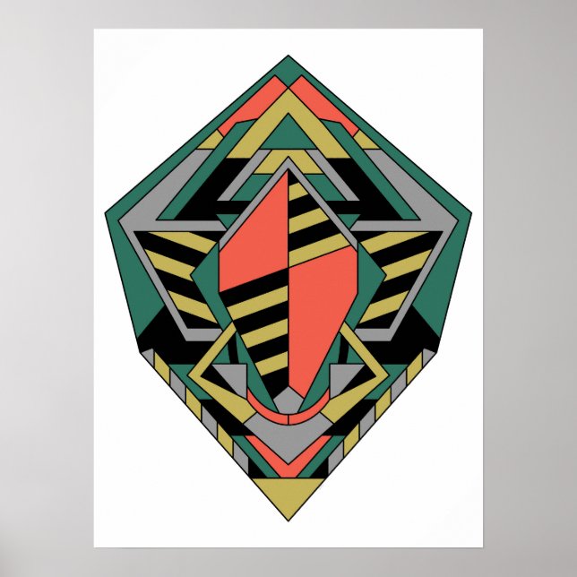 Drachen-Ei Flach Farbige Geometrische Abstraktion Poster (Vorne)