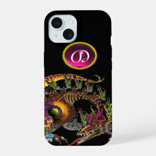 DRACHEN,FANTASY DRACHE,PINK-VIOLETTES EDELSTEIN-MO iPhone 15 HÜLLE