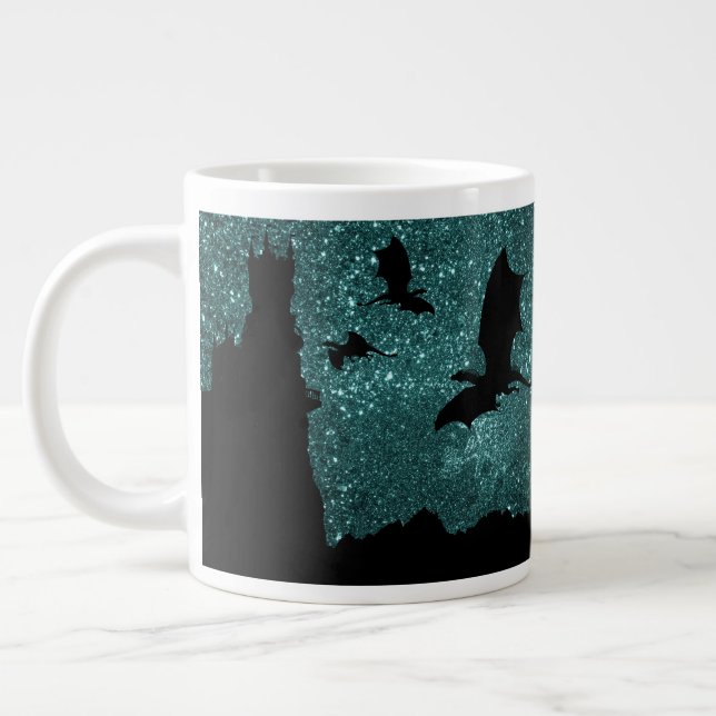 Drachen fliegen, Dawn/Dusk-Sternschloss Jumbo-Tasse (Links)