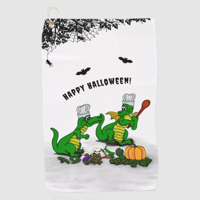 Drachen - Frohe Halloween! Heute werde ich kochen Golfhandtuch (Vorderseite)