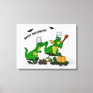 Drachen - Frohe Halloween! Heute werde ich kochen Leinwanddruck