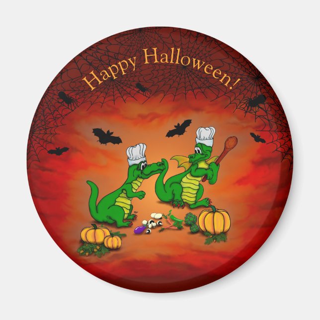 Drachen - Frohe Halloween! Heute werde ich kochen Magnet (Vorne)