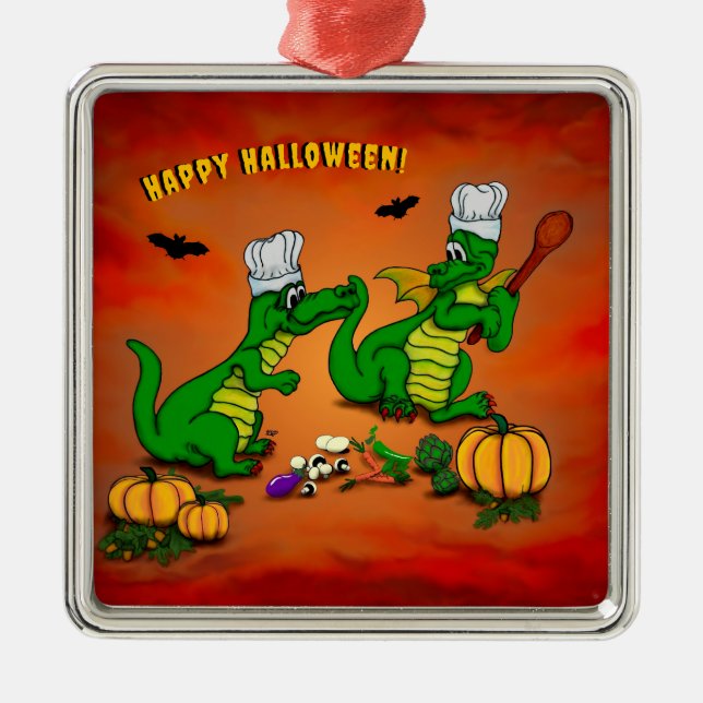 Drachen - Frohe Halloween! Heute werde ich kochen Ornament Aus Metall (Vorne)