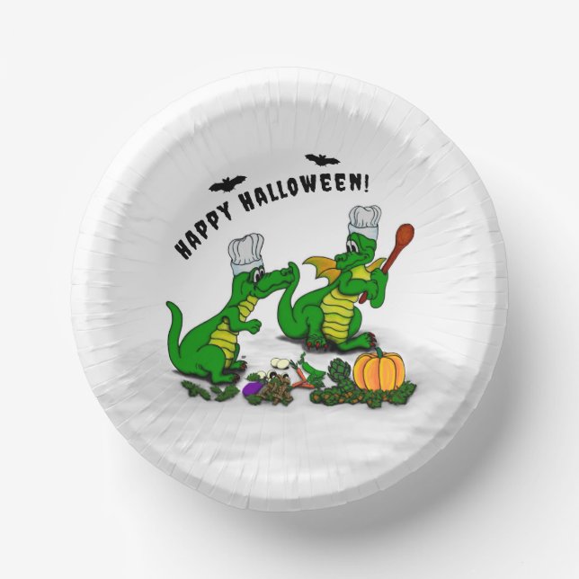 Drachen - Frohe Halloween! Heute werde ich kochen Pappteller (Vorderseite)