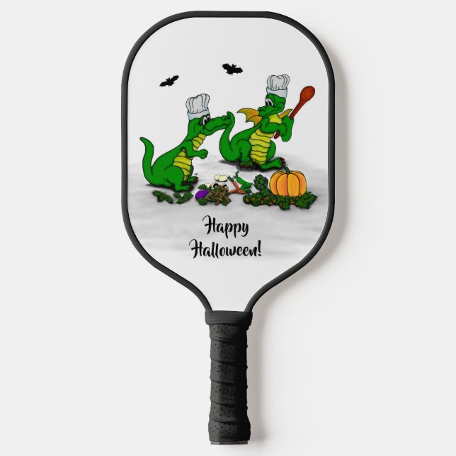 Drachen - Frohe Halloween! Heute werde ich kochen Pickleball Schläger (Vorderseite)