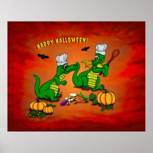 Drachen - Frohe Halloween! Heute werde ich kochen Poster