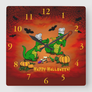 Drachen - Frohe Halloween! Heute werde ich kochen Quadratische Wanduhr