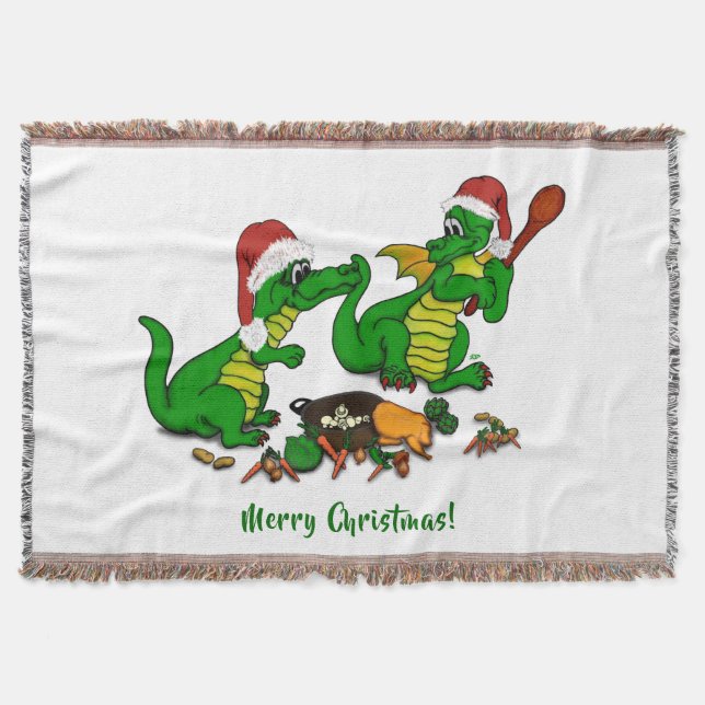 Drachen - Frohe Weihnachten ! - heute werde ich ko Decke (Vorderseite)