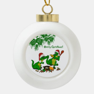 Drachen - Frohe Weihnachten ! - heute werde ich ko Keramik Kugel-Ornament