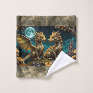 Drachen im Mondlicht Waschlappen