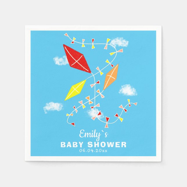 Drachen im Sky Boy Baby Shower Party Serviette (Vorderseite)