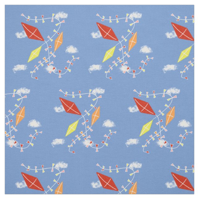Drachen in Blue Sky Wolken Pattern Kids Stoff (Muster)