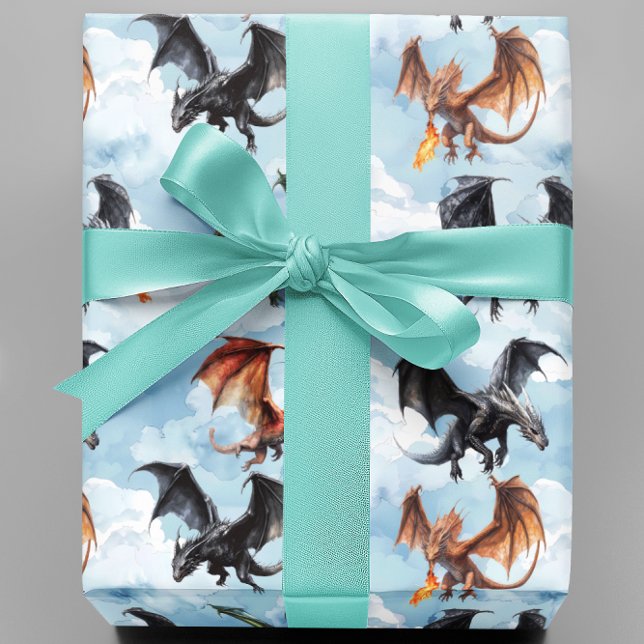 Drachen in den Wolken Geschenkpapier (Von Creator hochgeladen)