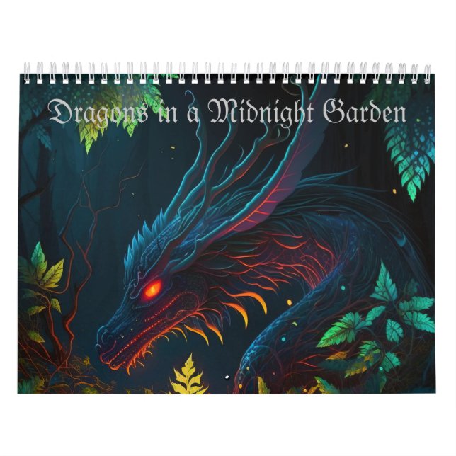 Drachen in einem nächtlichen Gartenkalender Kalender (Titelbild)
