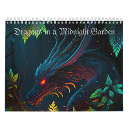Drachen in einem nächtlichen Gartenkalender Kalender