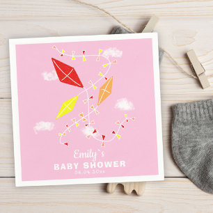 Drachen in Sky Pink Girl Showdusche Party Serviette