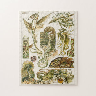 Drachen, Jugendstil-Illustration von Anton Seder J Puzzle