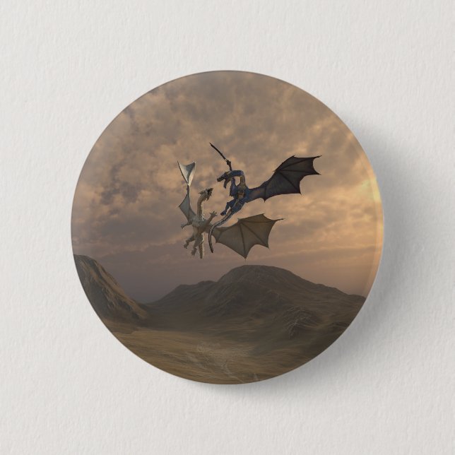 Drachen kämpfen in einer Berglandschaft Button (Vorderseite)