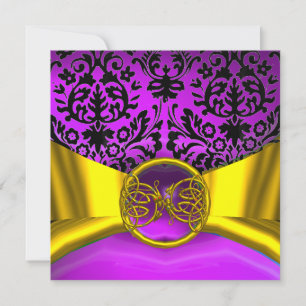DRACHEN LIEBE GOLD PURPUR SCHWARZ DAMAST MONOGRAMM EINLADUNG
