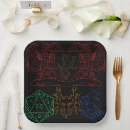 Drachen mit Würfeln Pappteller