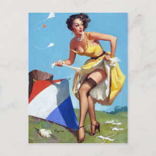 Drachen Pin Up Postkarte