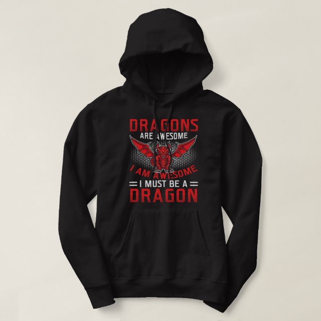 Drachen sind Phantastischer Drachenüberhang Hoodie (Design vorne)