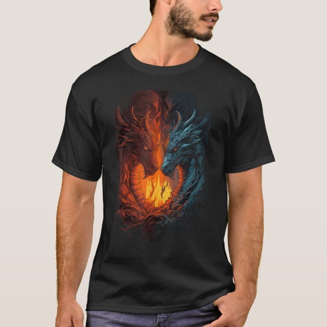Drachen stehen einander gegenüber T-Shirt (Vorderseite)