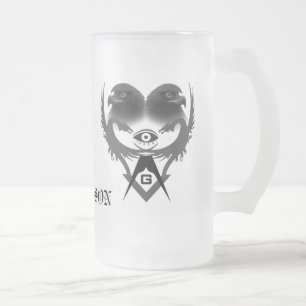 Drachen und Adler, abstrakt S&C, FREIMAURER Mattglas Bierglas