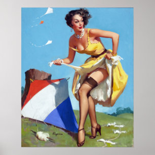 Drachen und Button hoch Poster