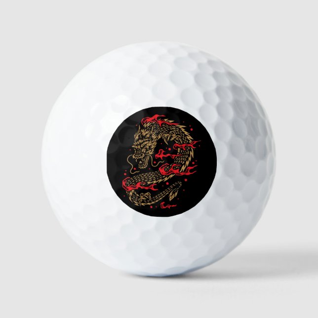 Drachen und Flammen Golfball (Vorderseite)
