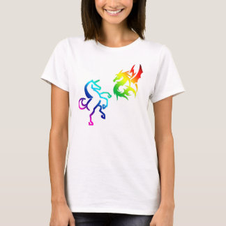 Drachen und Regenbogenfarben T-Shirt
