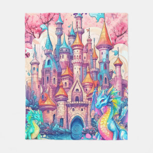 Drachen und Schloss Fleecedecke
