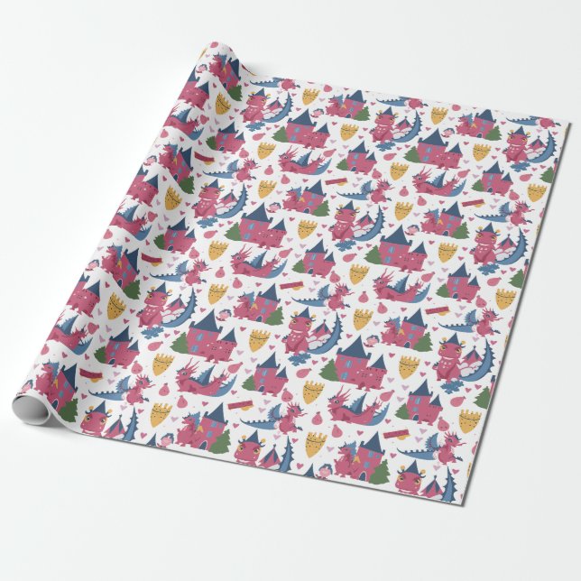 Drachen und Schlösser Geschenkpapier (Ungerollt)