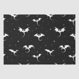 Drachen und Sterne auf schwarzem Hintergrund Seidenpapier