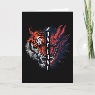 Drachen- und Tigermuay-Thai-Kickboxkunst Karte
