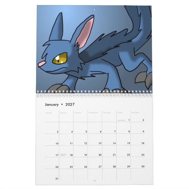 Drachen von Ganene K. Calendar 1 Kalender (Jan 2027)