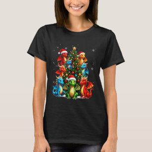 Drachen-Weihnachtsbaum-Trupp-Santa-Hut-Fantasy-Myt T-Shirt
