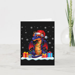 Drachen-Weihnachtsmann-Mütze Weihnachtsbaum Licht Karte