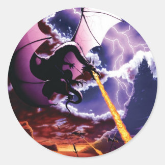 Drachenangriff Runder Aufkleber