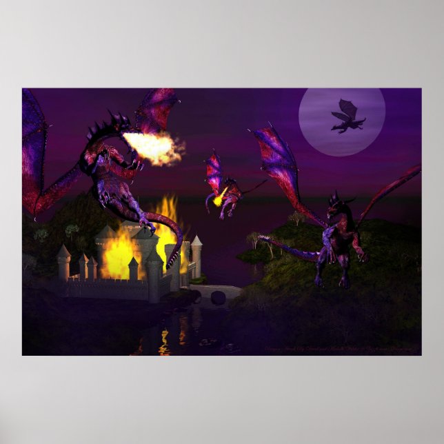 Drachenangriff von David und Michelle Wilder Poster (Vorne)