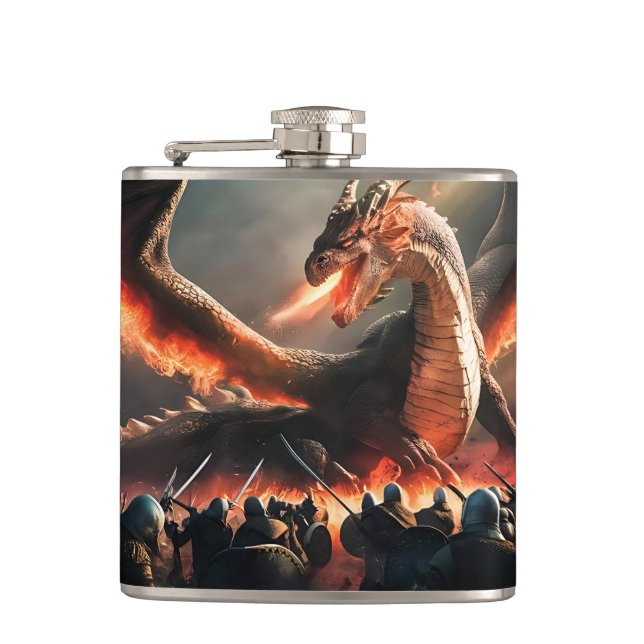 Drachenatmung im mittelalterlichen Schlachtfeld #1 Flachmann (Vorderseite)