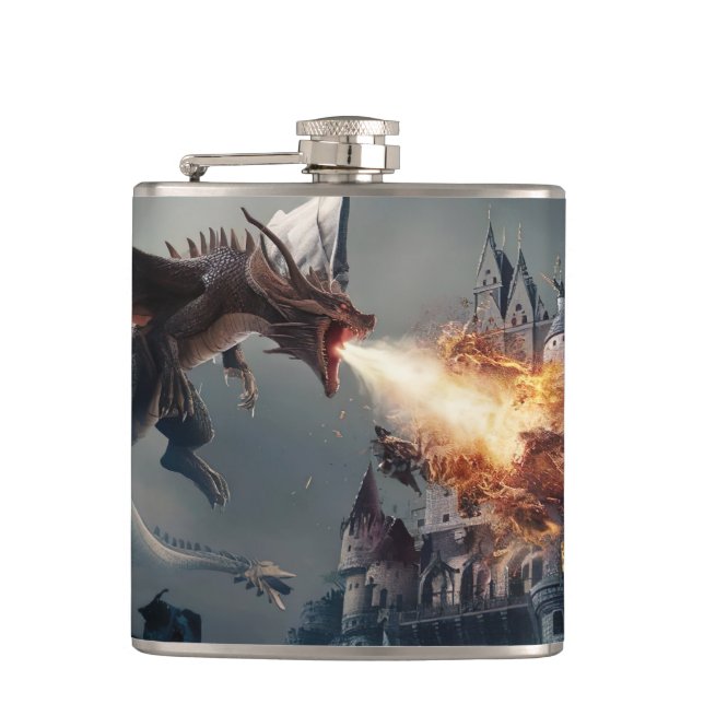 Drachenatmung im mittelalterlichen Schlachtfeld #4 Flachmann (Vorderseite)