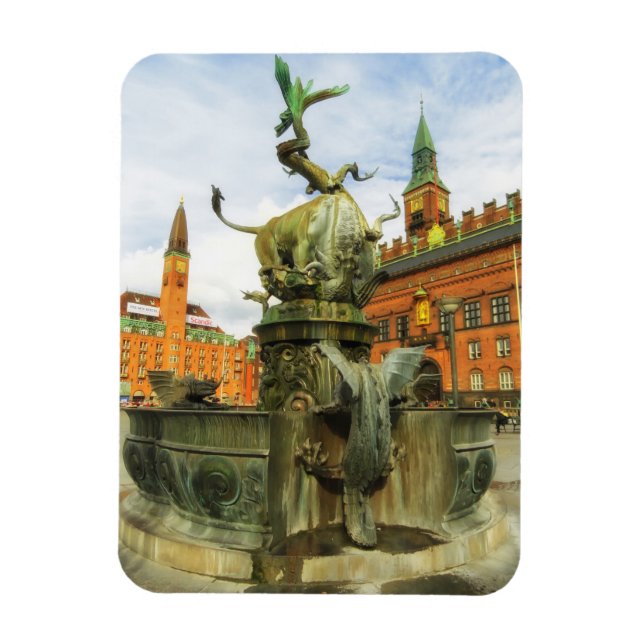 Drachenbrunnen in Kopenhagen Magnet (Vertikal)