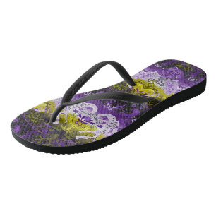 DrachenDamaskus ohne Binäre - Flag für nicht binär Flip Flops