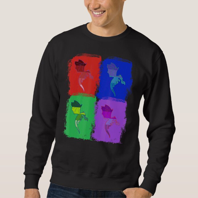 Drachendrachen Pop Art Sweatshirt (Vorderseite)