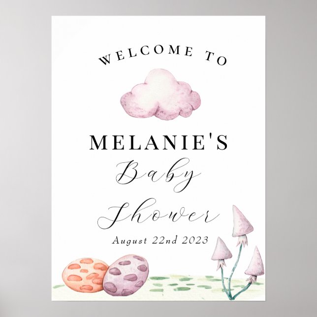 Dracheneier Prähistorische Babydusche Poster (Vorne)