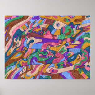 "Drachenfahrt" 24x18 abstrakt Poster